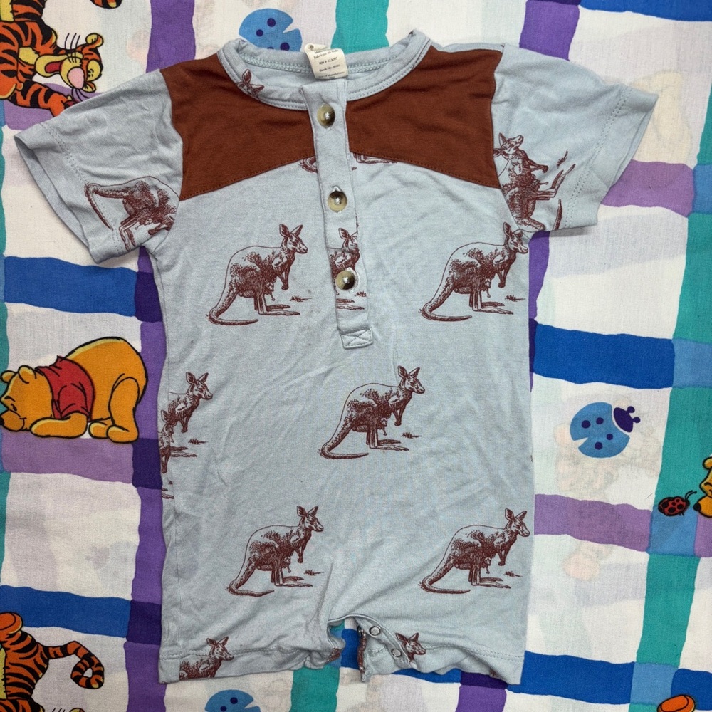Kangaroo Print Kate Quinn Bamboo Baby Romper